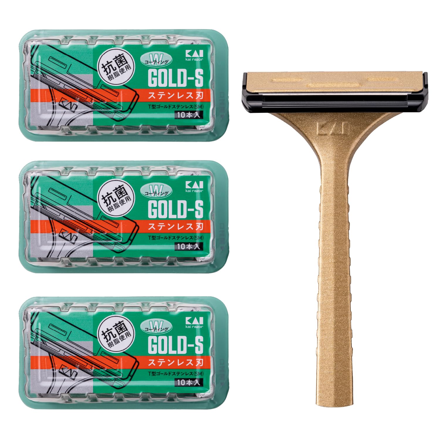 Amazon.co.jp: 貝印 T型ゴールドステンレス SMTGS10B1 10本×3個セット